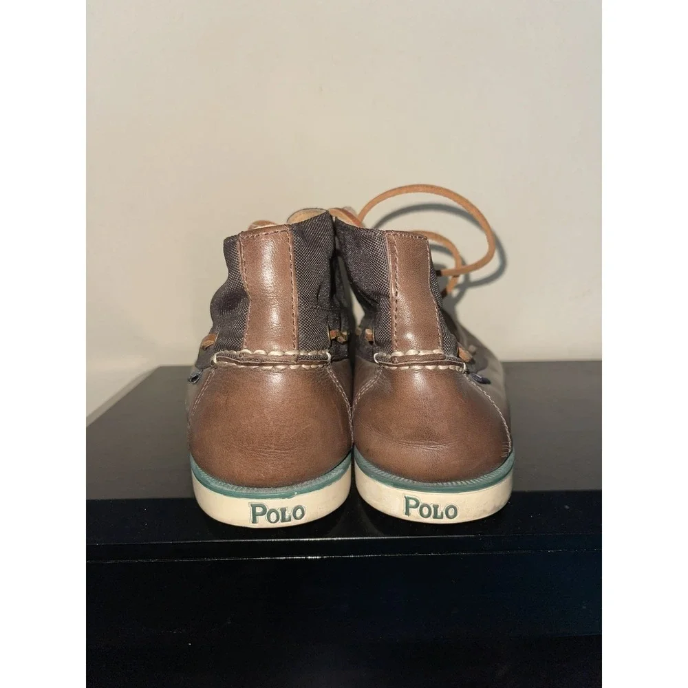 Polo Ralph Lauren Brawley Chukka Boots Mens Size 9.5 Brown Leather Casual LaceUp